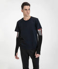 Model wearing US Flag Airplane Wrench Cooling Arm Sleeves Ice Silk Sun Guard, showcasing UV protection and comfort for outdoor work.