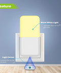 Plug In Night Light With Smart Dusk To Dawn Sensor, warm white LED light highlighting features