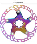 203mm Mountain Bike Brake Pads With Five Nail Design For Sick Stopping Power And Dependable Grip On Hydraulic Or Mechanical Rotors Shred Ready Anti Scratch Lightweight Upgrade Multi Color image of 203mm disc brake rotor with iridescent finish