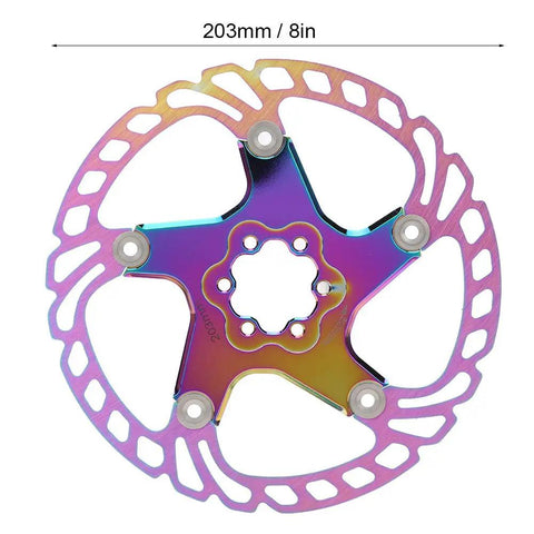 203mm Mountain Bike Brake Pads With Five Nail Design For Sick Stopping Power And Dependable Grip On Hydraulic Or Mechanical Rotors Shred Ready Anti Scratch Lightweight Upgrade Multi Color image of 203mm disc brake rotor with iridescent finish