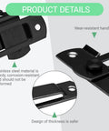 2 Pack Black 90 Degree Stainless Steel Barn Door Latch With End Lock Hook For Privacy And Security, close-up view
