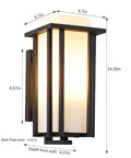 Big Outdoor Wall Light Lantern For Porch Exterior All Weather Rustproof Black Fixture With Frosted Glass 15.35 Inch High