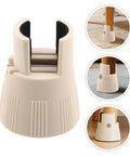 Two Pack Adjustable Furniture Legs With Height Adjustment And Non Slip Plastic Bases in beige, shown on wooden furniture legs