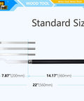 Carbide Tipped Wood Turning Tools Set For Lathe With Swan Neck Hollower Rougher Finisher Detailer And Interchangeable Aluminum Grip Handles With Diamond Carbide Inserts For Pro Grade Smooth Clean Cuts AT04 showing four components with measurements.