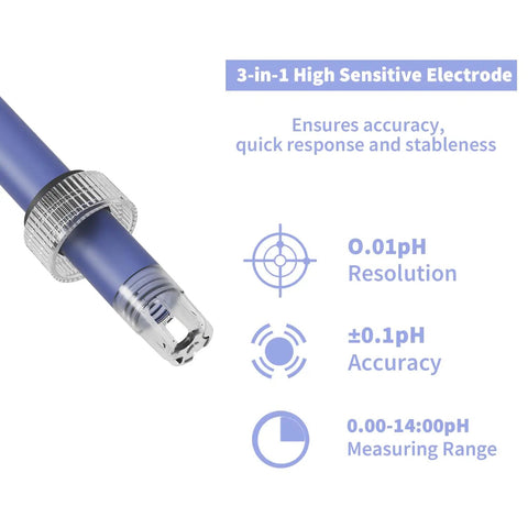 Benchtop pH Meter With 3-In-1 pH Temp Electrode, 0.01 pH Accuracy, Auto Calibration With Handy No-Fuss Guide, Auto Temperature Compensation