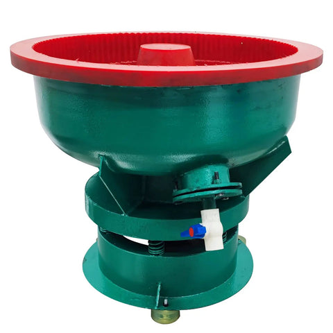 Heavy Duty 80 Liter Electric Vibration Polishing Machine Tackle Metal Deburring Chamfering Hardware Parts Smooth Finish Wear Resistant Industrial 1 1Kw Workhorse green and red polisher bowl angle view