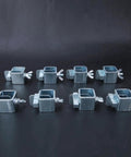 Durable 8 Pack Butt Welding Clamps Made From Galvanized Steel To Clamp Sheet Metal Car Doors And Floor Panels For Super Strong Weld Repairs That Stick Like Glue, shown from above.