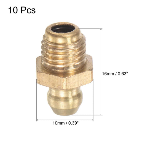 Single fitting from Brass Straight Grease Fittings Assortment Five Sixteenth Inch To Twenty Fourth Thread Hydraulic Kit