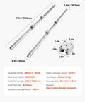 Diagram of SBR20 1500mm Linear Guide Rail Kit with 4 SBR20UU Bearing Blocks for CNC Machines, showing dimensions and specifications