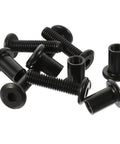 Top Shelf M6x25 Black Stainless Steel Binding Screws With Matching Cap Nuts for Rock Solid Furniture Assembly and Woodworking Projects Hardcore Performance Built To Last Hella Secure Ironclad Hold Fastener Kit - close-up of screws