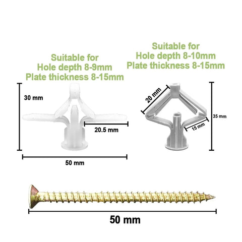 Heavy Duty Plastic Expansion Drywall Anchor Kit With Self Drilling Screws For Gypsum Board Hollow Brick And Fiberboard Walls Easy