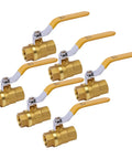 Six Pack Half Inch Brass Ball Valve NPT Threaded Full Port Water Shut Off Valve Heavy Duty With Female Thread Connector High Pressure Rated