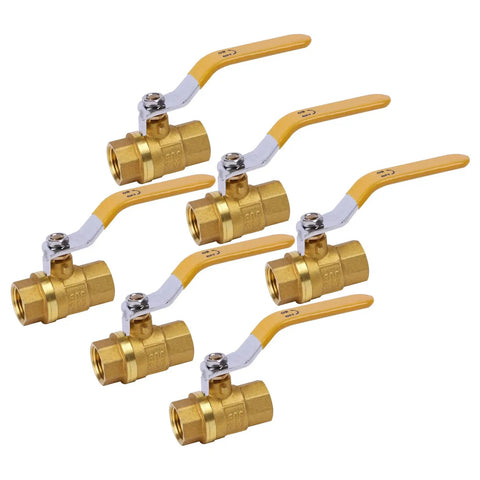 Six Pack Half Inch Brass Ball Valve NPT Threaded Full Port Water Shut Off Valve Heavy Duty With Female Thread Connector High Pressure Rated