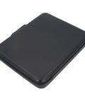 Black Satellite Hard Case with EVA Shell lying closed, featuring tough protective carrier design for outdoor travel and RV dishes.
