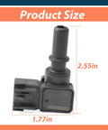 Front view of Lisnhlin vacuum brake booster sensor, black plastic with 2.55in stalk and 1.77in base.