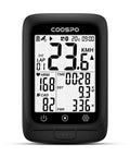 Front view of GPS Bike Computer with Wireless Connectivity, ANT+ and Bluetooth, 2.4 Inch LCD Screen, displaying data.