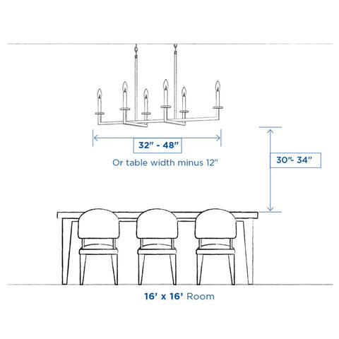 Diagram illustrating installation dimensions for 8 Light White Candle Traditional Chandelier In Polished Brass Finish With 180 Inch Wire