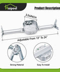 Heavy Duty Ceiling Fan Mounting Bracket With Adjustable Telescoping Brace Fits 13 To 24 Inch Reach And One And A Half Inch Fan Box UL