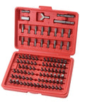 Huge 100 Piece Magnetic Screwdriver Bit Set With Hex Star Security Bits Perfect For Power Drills And Hand Drivers Versatile Tool Kit For Any Home Project, red case open