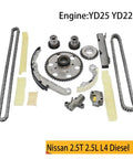 Heavy Duty Engine Timing Chain Kit For 2.5L Diesel L4 Yd22 Yd25 Engines Fits Nissa Almera X-Trail Hardbody King Cab And More With High Durability Low Maintenance Cost And Long Service Life, Nissan 2.5L diesel timing kit with chains, sprockets and guides