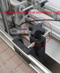 Conveyor belt guardrail adjustment knob for Built Like A Tank Automatic Pneumatic Liquid Paste Filler With Smooth Moving Conveyor Belt.