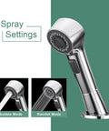 Three Hole Widespread Bathroom Faucet With Pull Out Shower Head featuring chrome diverter, two spray modes for bathtub and sink use.