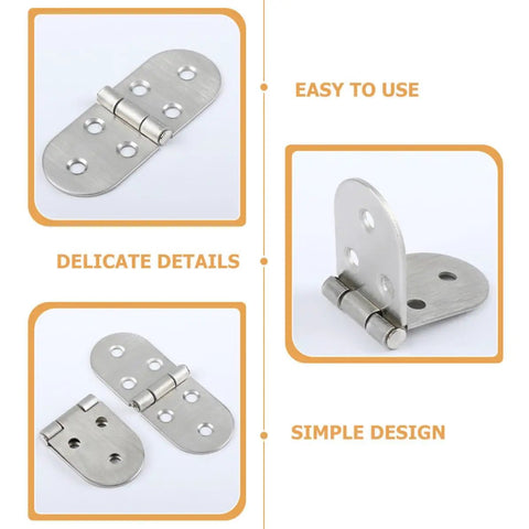 Close-up of 2 Pack Stainless Steel Folding Table Hinges For Wardrobes And Dining Tables Heavy Duty Wear Resistant Silver Cabinet Hinges