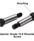 Beefy Alloy Steel Hex Socket Shoulder Screws 6 Pack, 1/2 Inch Shoulder Diameter, visible knurling, durable high-strength fasteners.