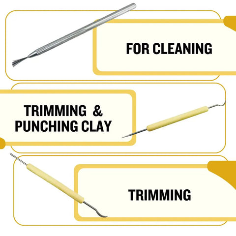Dope Eleven Piece Double Ended Sculpture Tool Set For Clay And Pottery Cleaning Shaping Texturing And Molding Tools shown in use