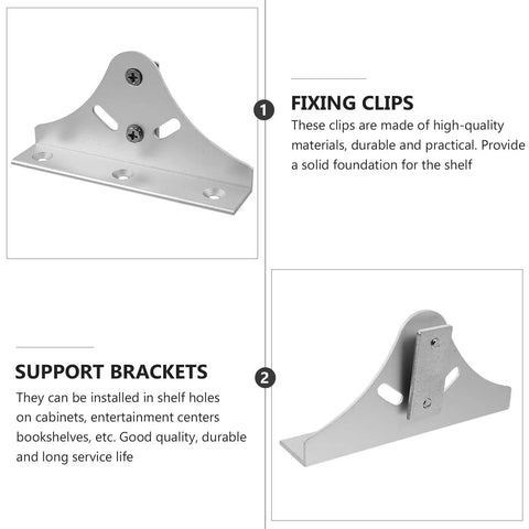 Heavy Duty Aluminum Alloy Shelf Brackets With Adjustable Mounting Clips For Floating Shelves In Silver Built To Last And Easy To Install
