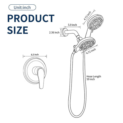 Matte Black Shower System With Dual Fixed And Handheld Heads Featuring Six Spray Modes And A Three Way Diverter Valve Designed As A Complete Bathroom Trim Kit For A Serious Style Flex And Smooth Daily Ritual