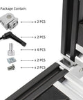 2 Pack 2020 Series Aluminum Extrusion Pivot Joint Connectors With Handles For 20x20 And 6mm T Slot Rails Die Cast Zinc Alloy Built For Easy Modding And DIY Frame Builds Heavy Duty Linkage For Custom Creations. Kit parts with 2020 extrusion joint, handle, screws and nuts