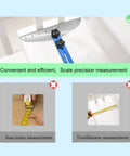 Illustration showing Stair Treads Gauge Template Tool Adjustable Staircase Jig With Measuring Set No Tape Measure Needed and its usage.