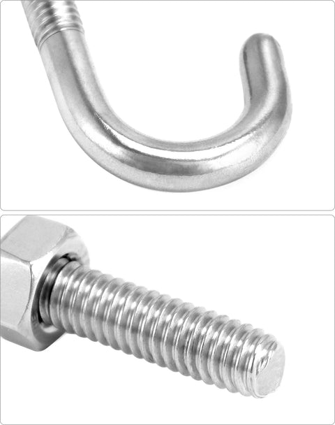 Close-up of High Strength Steel J Bolt Five Sixteenth Inch Diameter By Three Inch Length With Nut Ten Pack Partial Thread