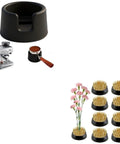 Heavy Duty Silicone Portafilter Holder Precise Custom Fit Compatible With Ninja ES601 ES701 And Luxe Cafe Espresso Machines on countertop.