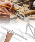 Killer Corner Angle Finder Miter Saw Protractor Heavy Duty Aluminum Bevel Gauge in use measuring angles for woodworking projects.