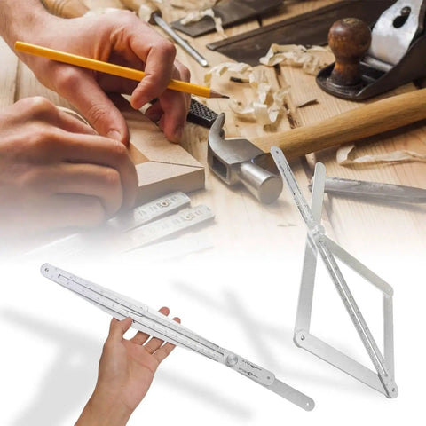 Killer Corner Angle Finder Miter Saw Protractor Heavy Duty Aluminum Bevel Gauge in use measuring angles for woodworking projects.
