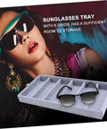 Straight Up Neat And Quick To Organize With This Six Grid Sunglasses Tray showcasing six compartments in soft fabric, perfect for organizing eyewear.
