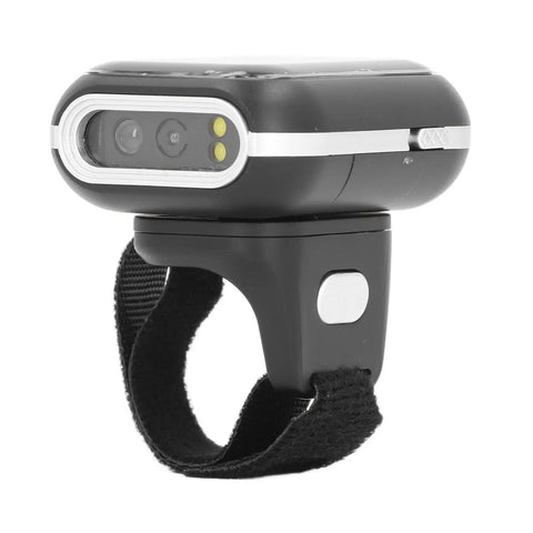 Black Finger Worn 2D Wireless Barcode Scanner Hands Free Reader for iOS with 500mAh battery and 120000 code storage