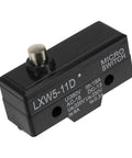 Ten Pack Short Spring Plunger Momentary Limit Switch for Precise mm Level Positioning, Heavy Duty Pro Grade Housing, Anti Impact and Wear Resistant, Wide Industrial Compatibility for Conveyors, Automation, and Flexible Wiring. Black micro switch with metal plunger