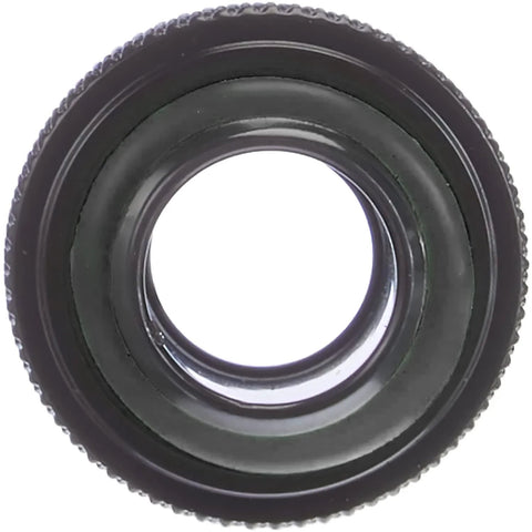 Close-up of black 14mm hard tubing compression fitting for PC water cooling with secure seal and universal compatibility.
