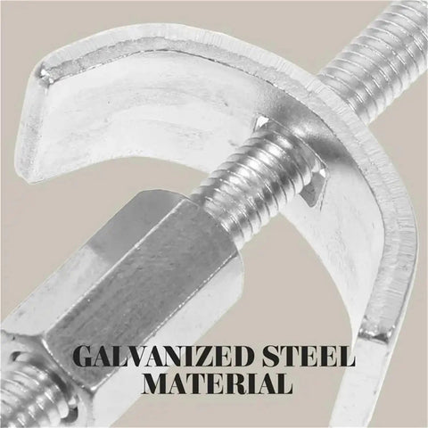 Close-up of Galvanized Steel Countertop Joiner Connectors Kit Of 10 For Benchtop And Furniture Drawbolt Style Fasteners