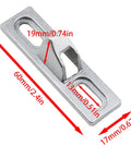 Sliding Door Lock Keepers For Glass Patio Doors 2 Pack Durable Corrosion Resistant Zinc Alloy Construction With Vertical Screw Slots For Easy Adjustment And Quick Installation Fits One Half Inch Glass Doors. Image shows labeled dimensions of zinc alloy sliding door keeper.