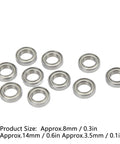 10 Pack RC Ball Bearings Kit For 1 By 10 And 1 By 8 Remote Control Cars, Steel Shielded Bearings displayed on white background