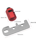 Dead Nuts Accurate Stair Gauge And Framing Square Stop Bracket with hex thumb screw adjustment shown in red and silver metal parts.