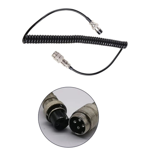 Coiled 60cm 4Pin PTT Microphone Extension Cord for Ham Radios with durable metal connectors, close-up on 4-pin design.