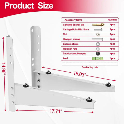 Heavy Duty Mini Split Wall Bracket Built Like A Tank For Nine Thousand To Eighteen Btu Ductless Ac Units Rock Solid No Sweat Mount Up To Three Hundred Thirty Pounds Powder Coated Steel Outdoor Platform