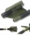 Ultralight Folding Camping Shovel Multitool for Outdoor Adventure High Carbon Steel Entrenching Tool, folded view, locking mechanism