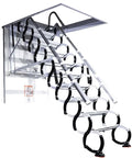 Premium Top Shelf Electric Retractable Attic Ladder With Remote Control Telescoping Steps showcasing sleek aluminum design and heavy-duty grip treads.