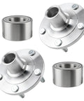 Front Wheel Hub And Bearing Assembly Pair For Mazda 3 2005 2013 And Mazda 5 2006 2010 5 Lug Front Left Or Right Fits Replaces LS-WHB003 2 Pack Durable Steel Bearings For Long Life And Smooth Rolling, showing two hubs and bearings on white background.
